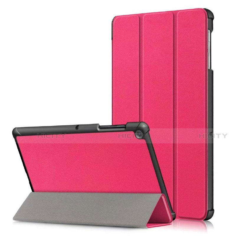 Coque Portefeuille Livre Cuir Etui Clapet pour Samsung Galaxy Tab S5e 4G 10.5 SM-T725 Rose Rouge Plus