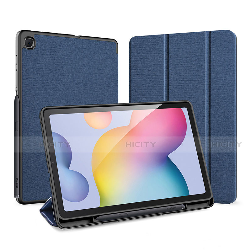 Coque Portefeuille Livre Cuir Etui Clapet pour Samsung Galaxy Tab S6 Lite 4G 10.4 SM-P615 Bleu Plus