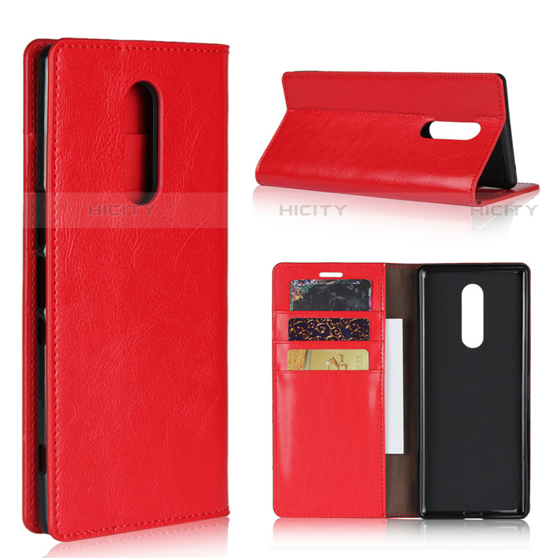 Coque Portefeuille Livre Cuir Etui Clapet pour Sony Xperia 1 Rouge Plus