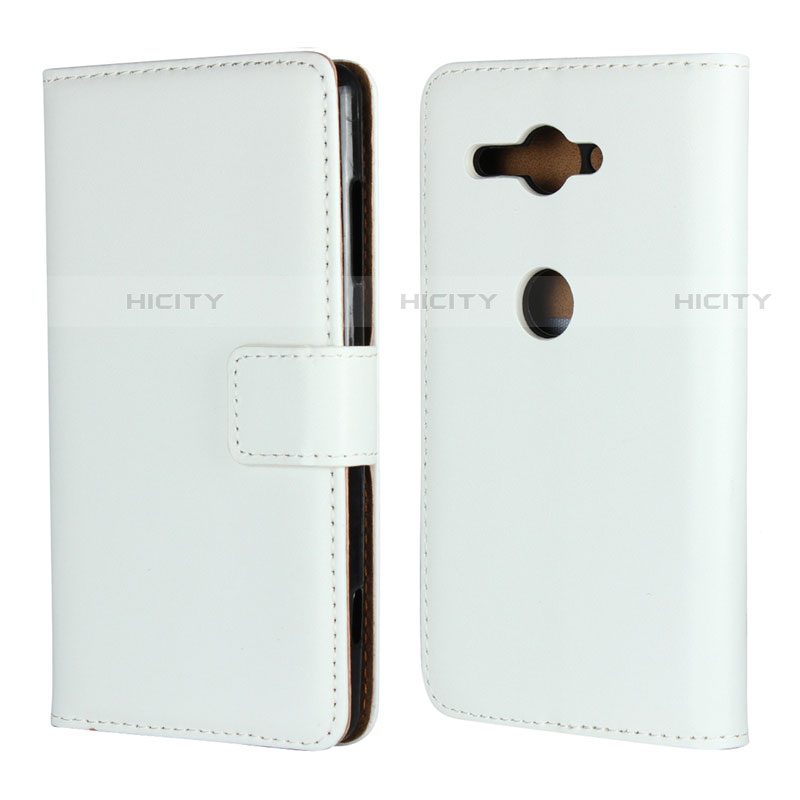 Coque Portefeuille Livre Cuir Etui Clapet pour Sony Xperia XZ2 Compact Blanc Plus
