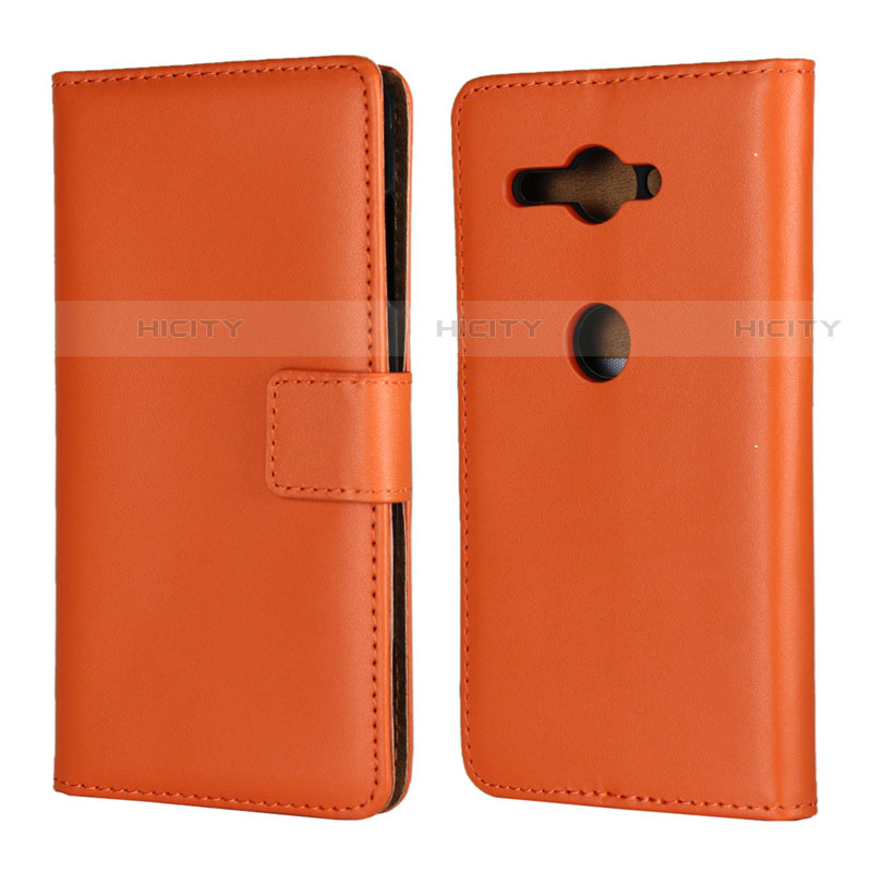 Coque Portefeuille Livre Cuir Etui Clapet pour Sony Xperia XZ2 Compact Orange Plus