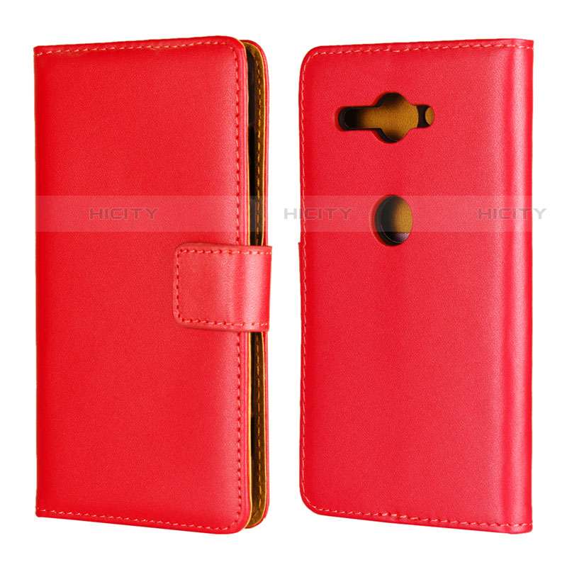 Coque Portefeuille Livre Cuir Etui Clapet pour Sony Xperia XZ2 Compact Rouge Plus
