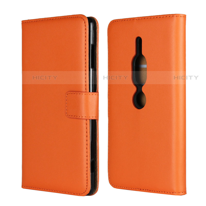 Coque Portefeuille Livre Cuir Etui Clapet pour Sony Xperia XZ2 Premium Orange Plus