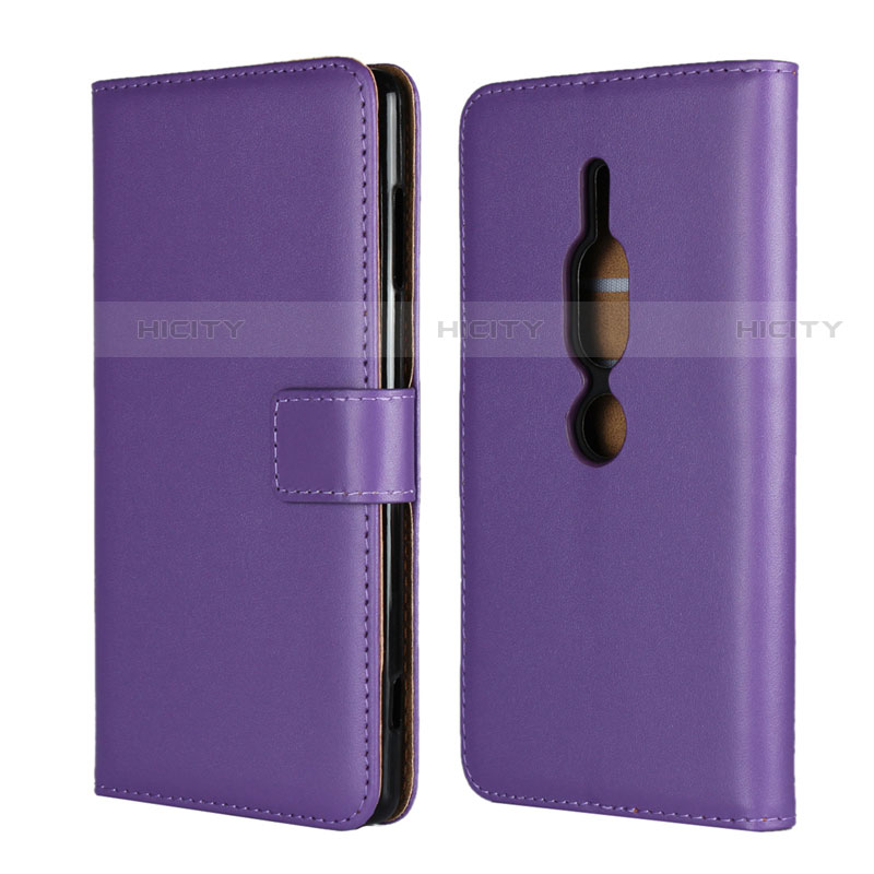 Coque Portefeuille Livre Cuir Etui Clapet pour Sony Xperia XZ2 Premium Violet Plus