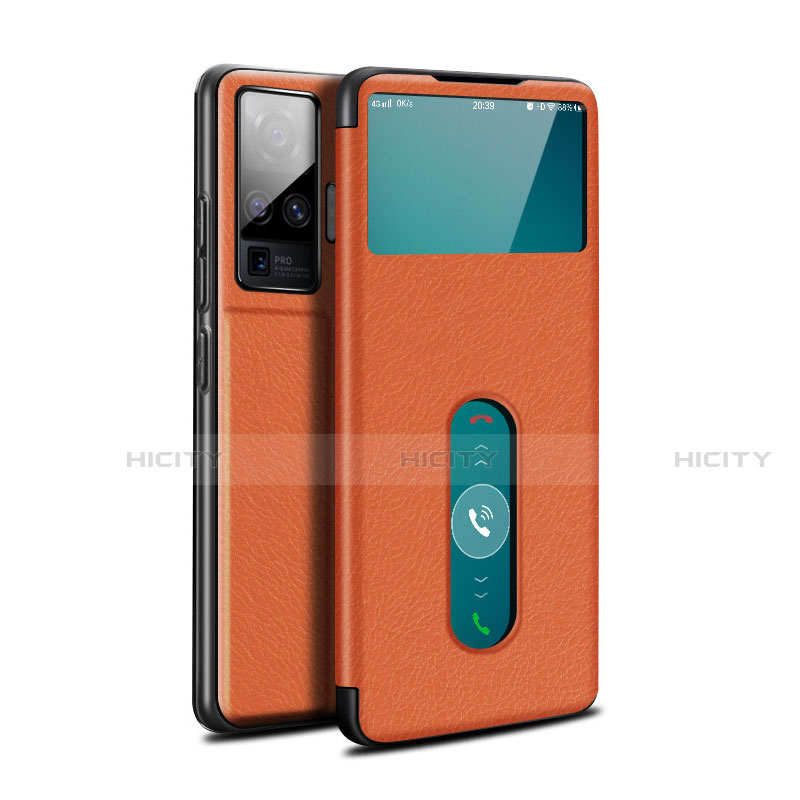 Coque Portefeuille Livre Cuir Etui Clapet pour Vivo X51 5G Orange Plus