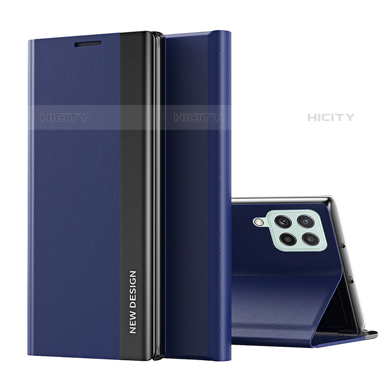 Coque Portefeuille Livre Cuir Etui Clapet Q01H pour Samsung Galaxy M53 5G Bleu Plus