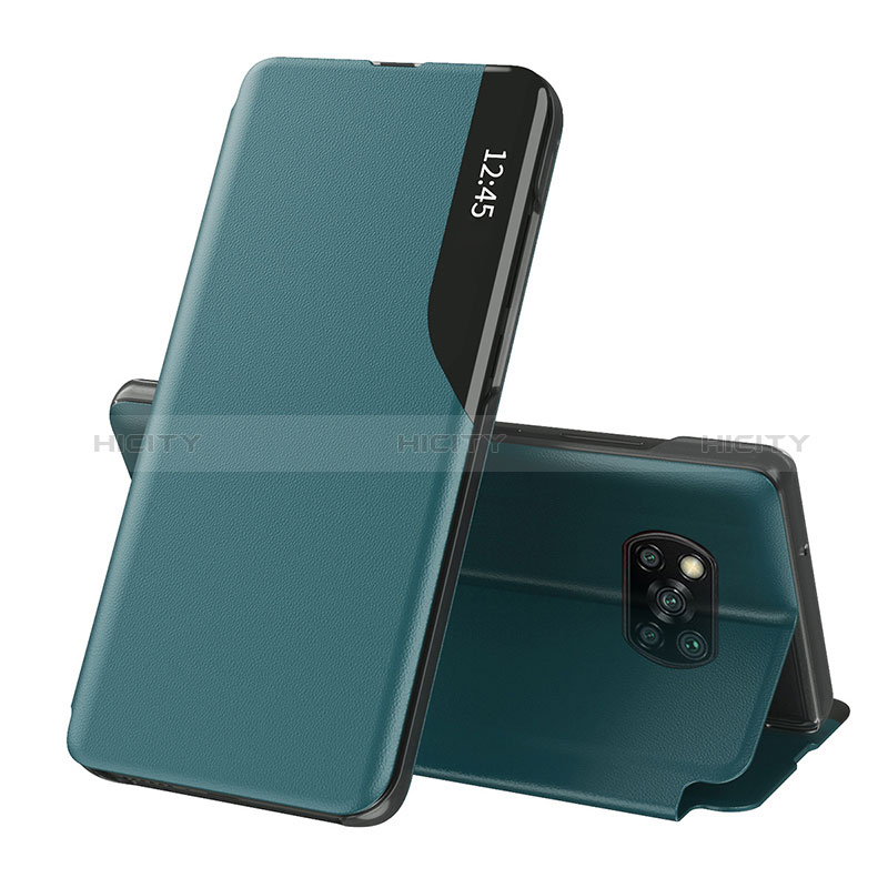 Coque Portefeuille Livre Cuir Etui Clapet Q01H pour Xiaomi Poco X3 NFC Vert Plus
