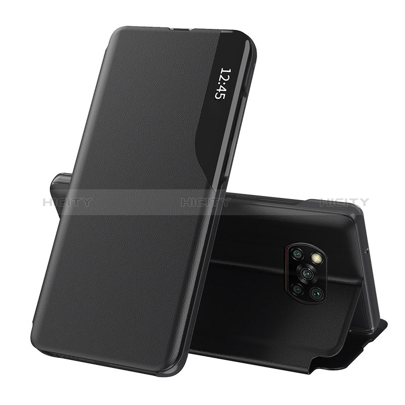 Coque Portefeuille Livre Cuir Etui Clapet Q01H pour Xiaomi Poco X3 Pro Noir Plus