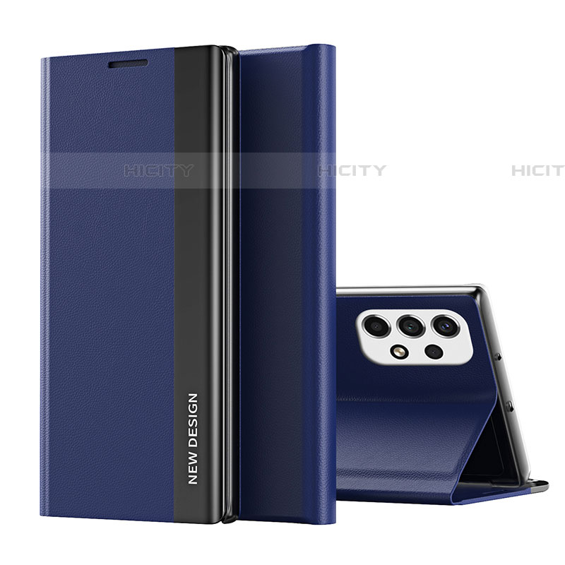 Coque Portefeuille Livre Cuir Etui Clapet Q03H pour Samsung Galaxy A73 5G Bleu Plus