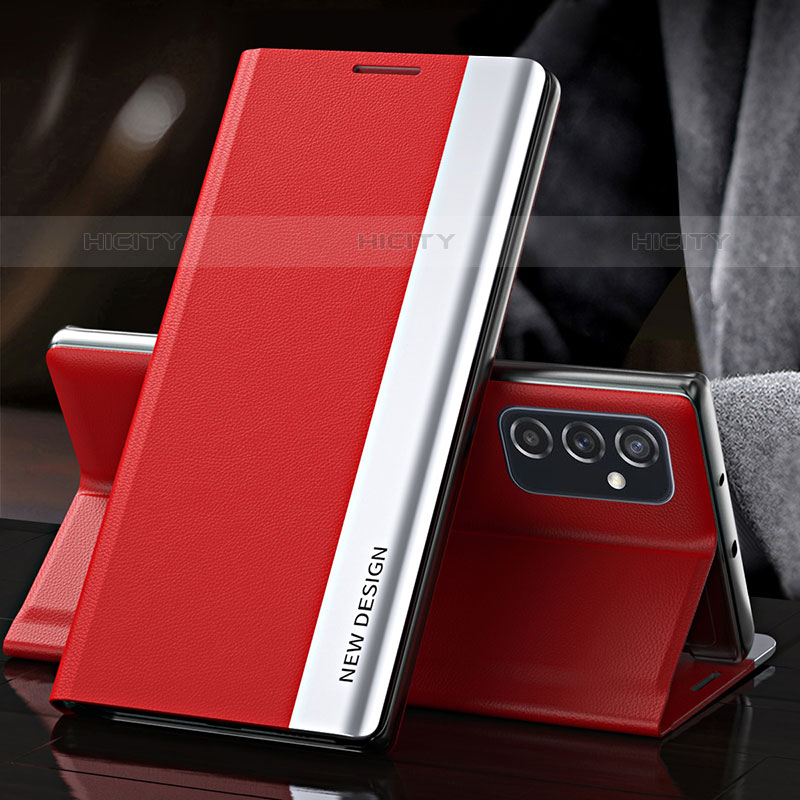 Coque Portefeuille Livre Cuir Etui Clapet Q03H pour Samsung Galaxy M52 5G Rouge Plus