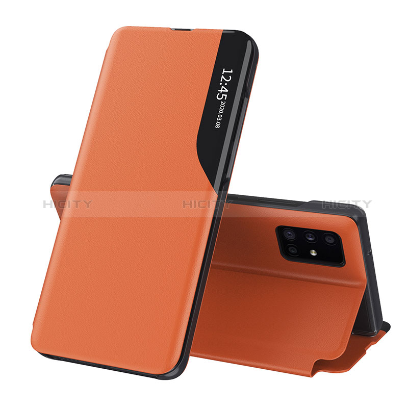 Coque Portefeuille Livre Cuir Etui Clapet QH1 pour Samsung Galaxy A51 5G Orange Plus