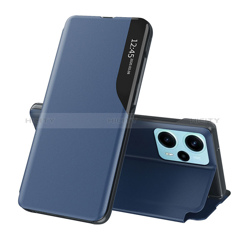 Coque Portefeuille Livre Cuir Etui Clapet QH1 pour Xiaomi Poco F5 5G Bleu Plus