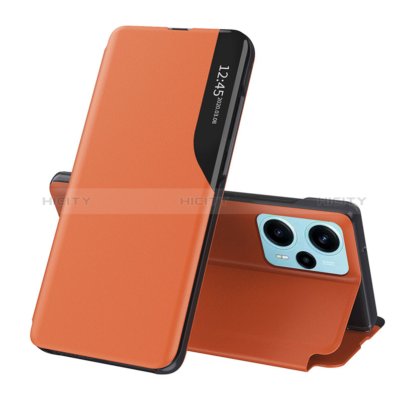Coque Portefeuille Livre Cuir Etui Clapet QH1 pour Xiaomi Poco F5 5G Orange Plus