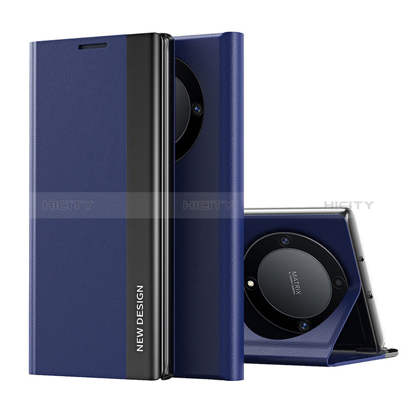 Coque Portefeuille Livre Cuir Etui Clapet QH2 pour Huawei Honor Magic5 Lite 5G Bleu Plus
