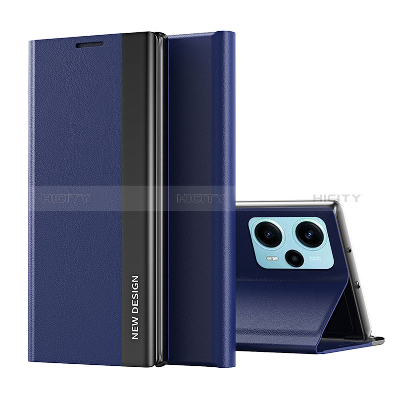 Coque Portefeuille Livre Cuir Etui Clapet QH2 pour Xiaomi Poco F5 5G Bleu Plus