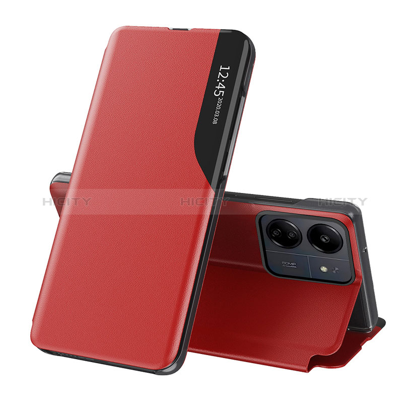 Coque Portefeuille Livre Cuir Etui Clapet QH3 pour Xiaomi Redmi 13C Rouge Plus