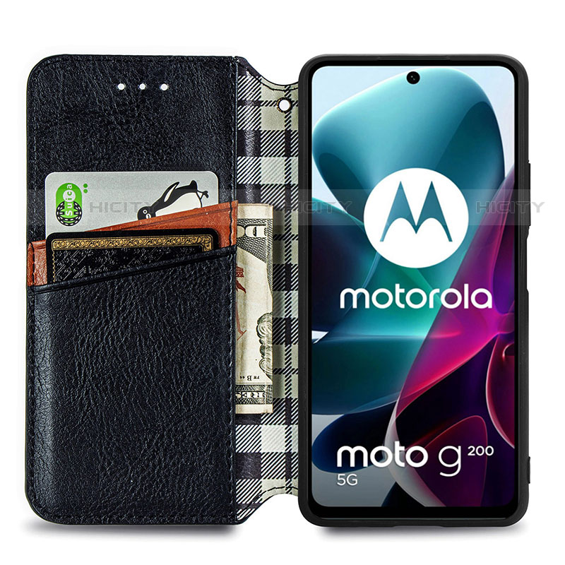 Coque Portefeuille Livre Cuir Etui Clapet S01D pour Motorola Moto G200 5G Plus