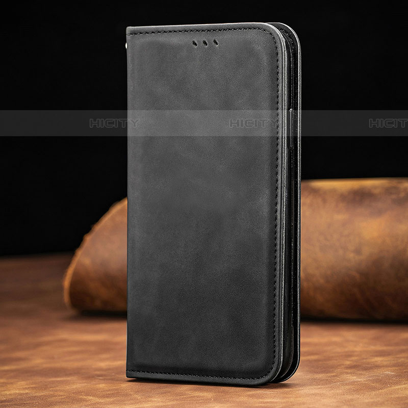 Coque Portefeuille Livre Cuir Etui Clapet S01D pour Samsung Galaxy A01 SM-A015 Noir Plus