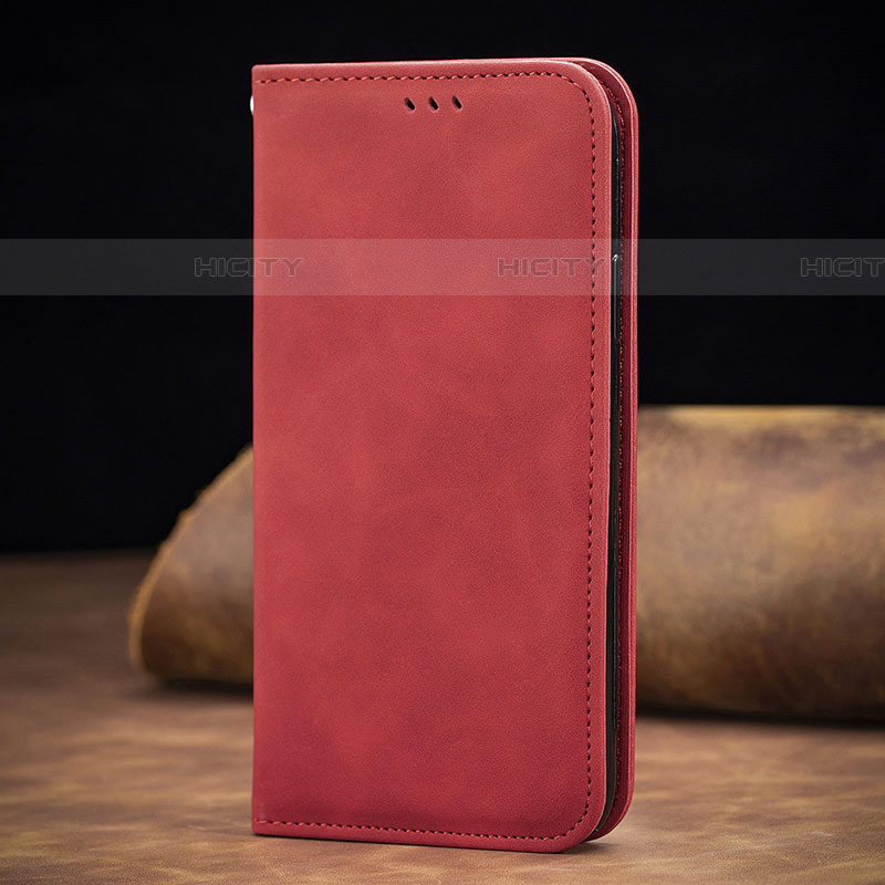 Coque Portefeuille Livre Cuir Etui Clapet S01D pour Samsung Galaxy A01 SM-A015 Rouge Plus