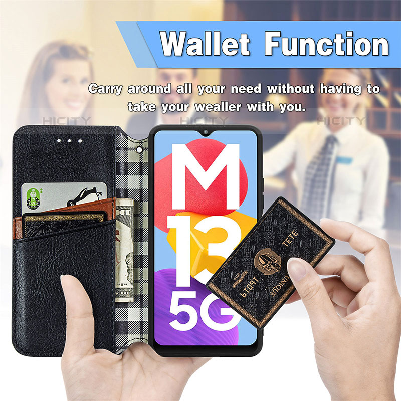 Coque Portefeuille Livre Cuir Etui Clapet S01D pour Samsung Galaxy M13 5G Plus