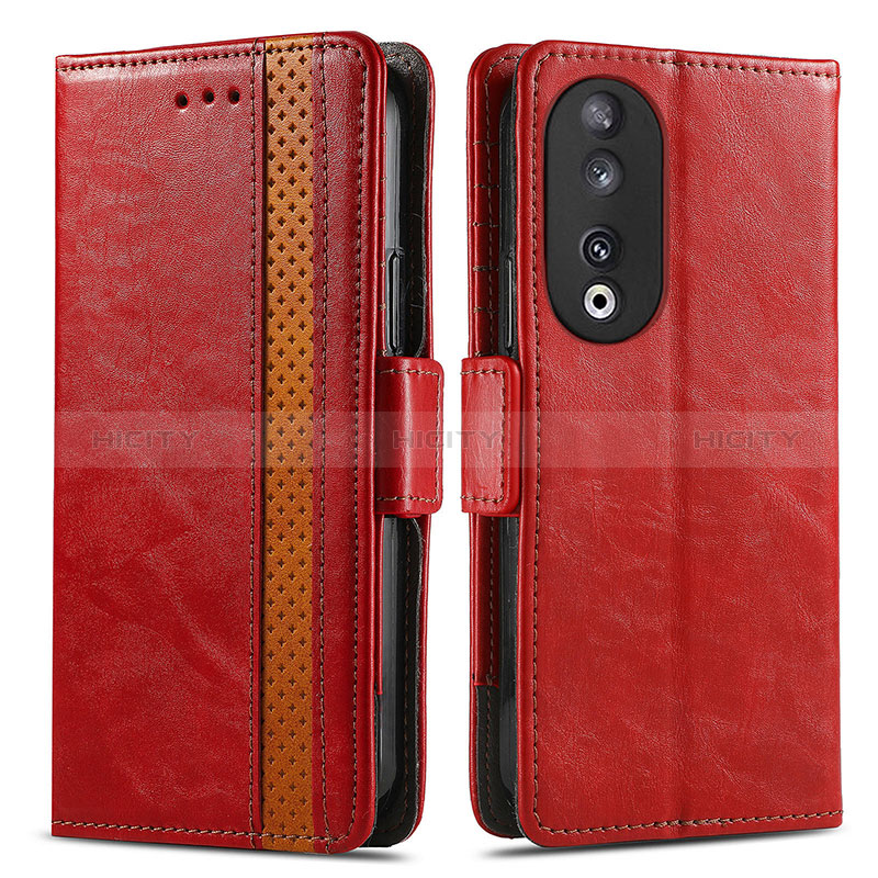 Coque Portefeuille Livre Cuir Etui Clapet S02D pour Huawei Honor 90 5G Rouge Plus