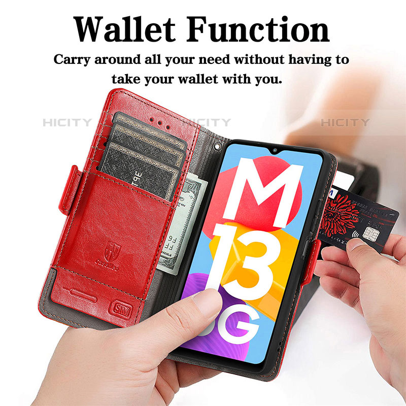 Coque Portefeuille Livre Cuir Etui Clapet S02D pour Samsung Galaxy M13 5G Plus