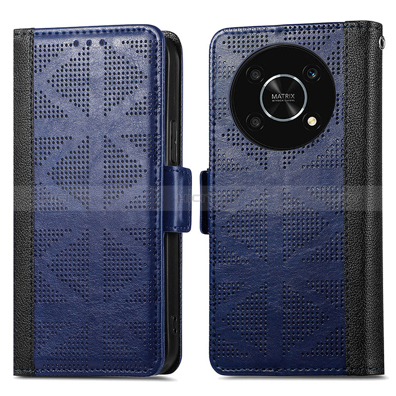 Coque Portefeuille Livre Cuir Etui Clapet S03D pour Huawei Nova Y90 Bleu Plus