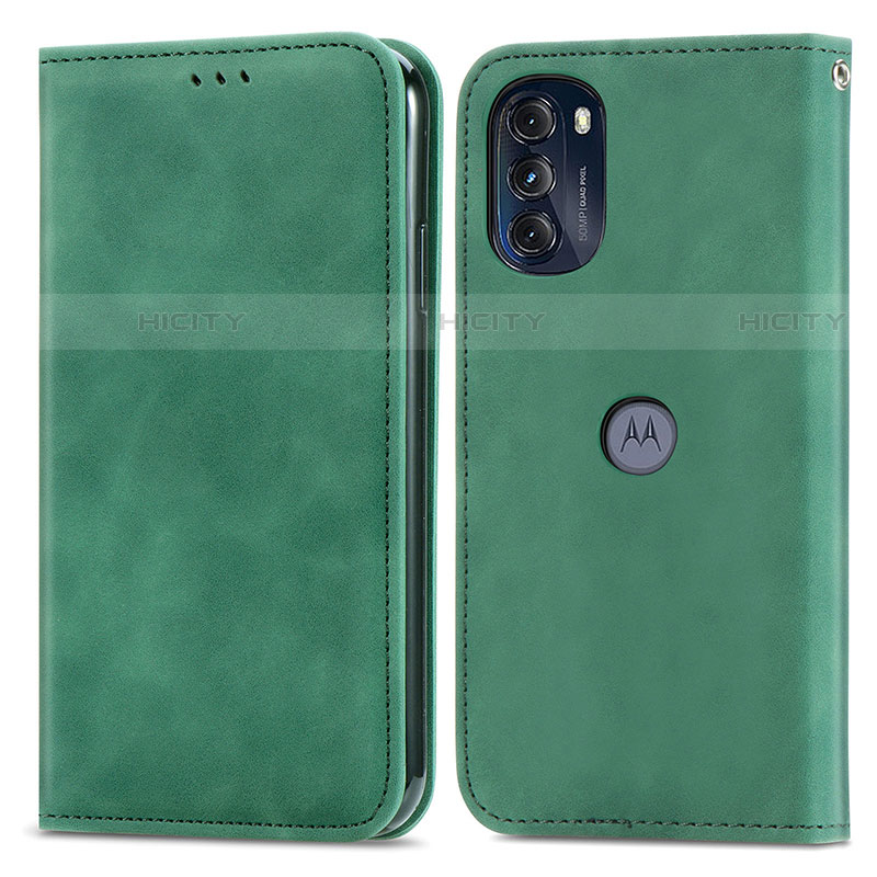 Coque Portefeuille Livre Cuir Etui Clapet S04D pour Motorola Moto G 5G (2022) Vert Plus