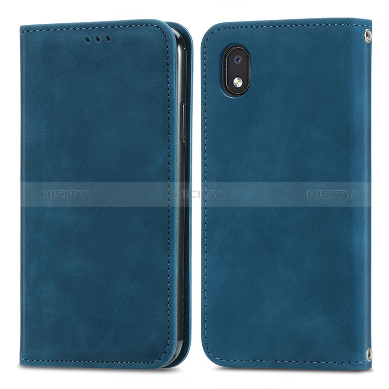 Coque Portefeuille Livre Cuir Etui Clapet S04D pour Samsung Galaxy M01 Core Bleu Plus