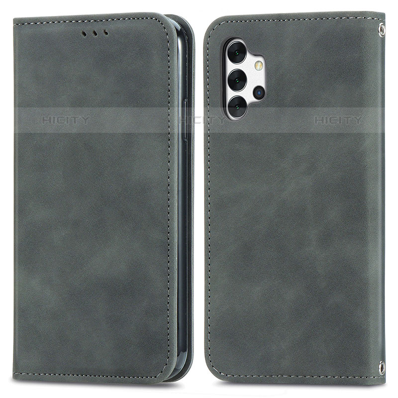 Coque Portefeuille Livre Cuir Etui Clapet S04D pour Samsung Galaxy M32 5G Gris Plus