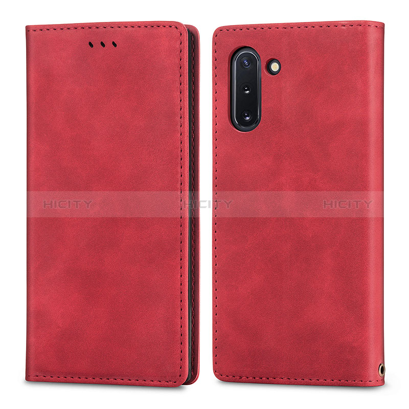 Coque Portefeuille Livre Cuir Etui Clapet S04D pour Samsung Galaxy Note 10 5G Rouge Plus