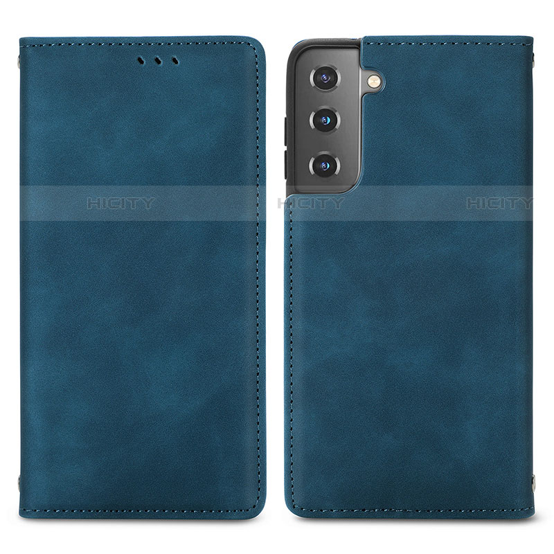 Coque Portefeuille Livre Cuir Etui Clapet S04D pour Samsung Galaxy S23 5G Bleu Plus
