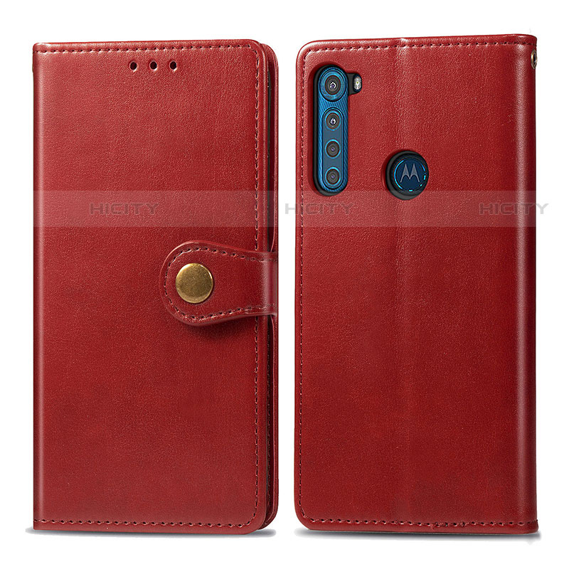 Coque Portefeuille Livre Cuir Etui Clapet S05D pour Motorola Moto One Fusion Plus Rouge Plus
