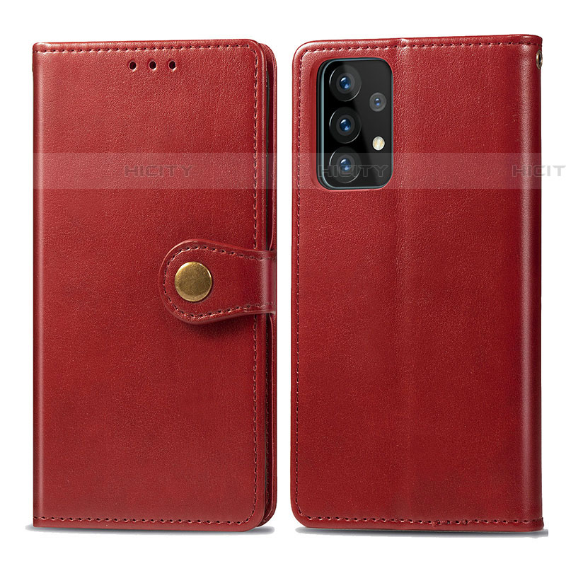 Coque Portefeuille Livre Cuir Etui Clapet S05D pour Samsung Galaxy A72 5G Rouge Plus