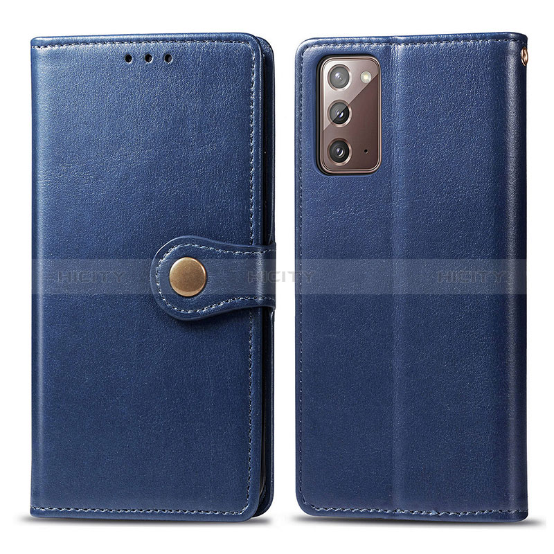Coque Portefeuille Livre Cuir Etui Clapet S05D pour Samsung Galaxy Note 20 5G Bleu Plus