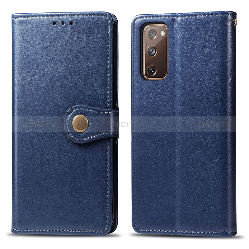 Coque Portefeuille Livre Cuir Etui Clapet S05D pour Samsung Galaxy S20 FE (2022) 5G Bleu Plus