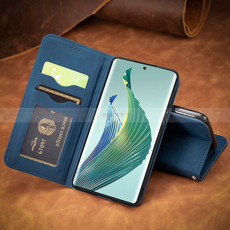 Coque Portefeuille Livre Cuir Etui Clapet S08D pour Huawei Honor Magic5 Lite 5G Bleu Plus