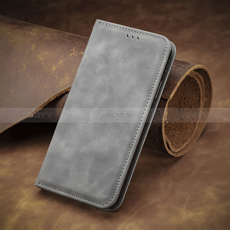 Coque Portefeuille Livre Cuir Etui Clapet S08D pour Huawei Honor X10 Max 5G Gris Plus