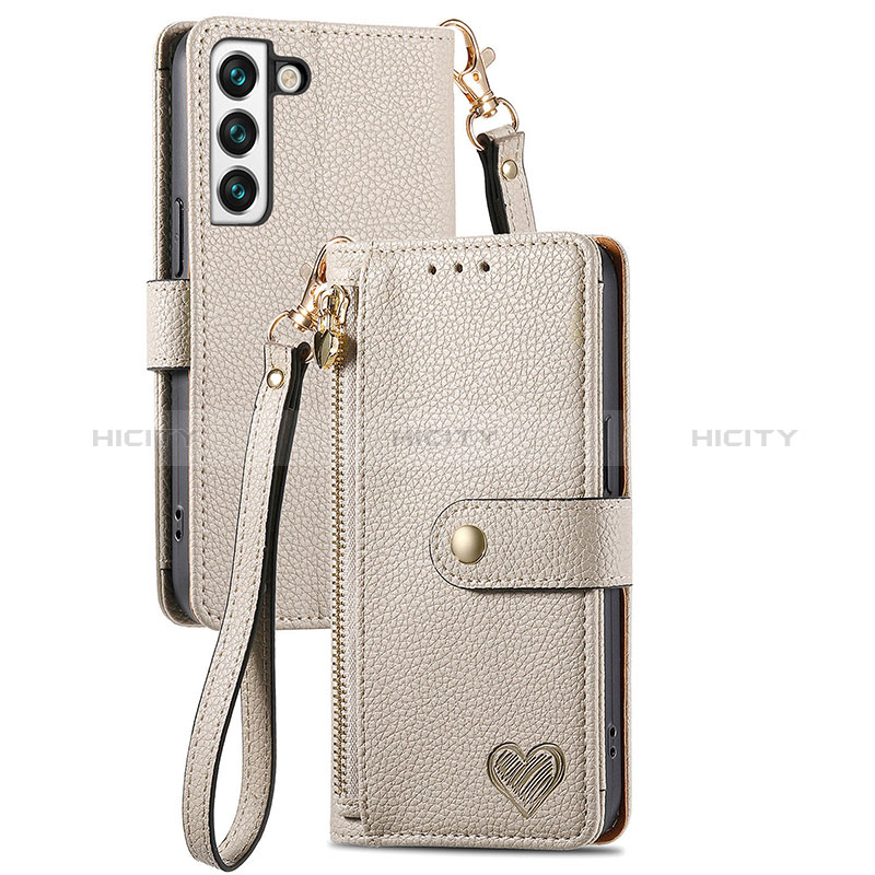Coque Portefeuille Livre Cuir Etui Clapet S15D pour Samsung Galaxy S22 5G Gris Plus