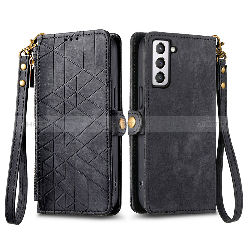 Coque Portefeuille Livre Cuir Etui Clapet S17D pour Samsung Galaxy S21 FE 5G Noir Plus