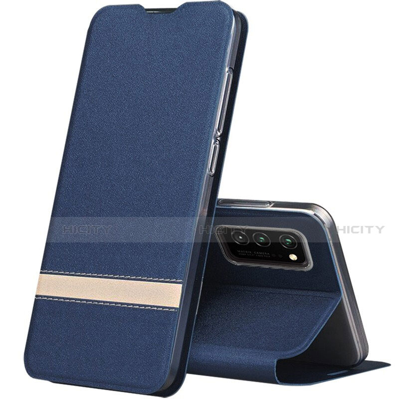 Coque Portefeuille Livre Cuir Etui Clapet T01 pour Huawei Honor View 30 5G Bleu Plus