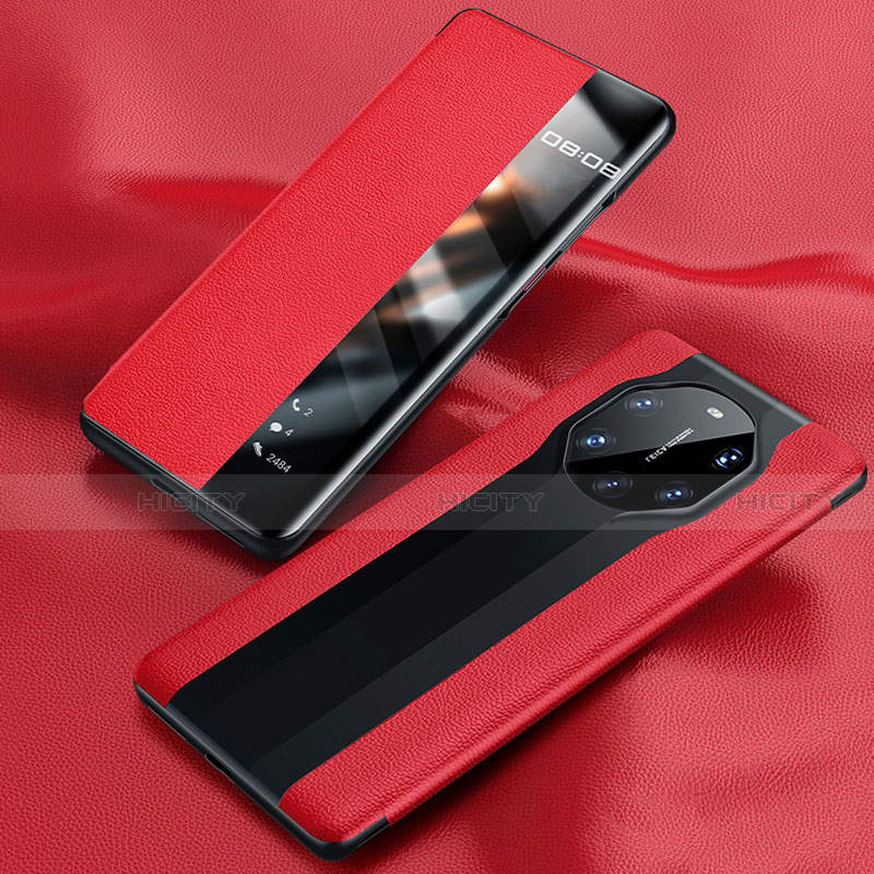 Coque Portefeuille Livre Cuir Etui Clapet T01 pour Huawei Mate 40 RS Rouge Plus