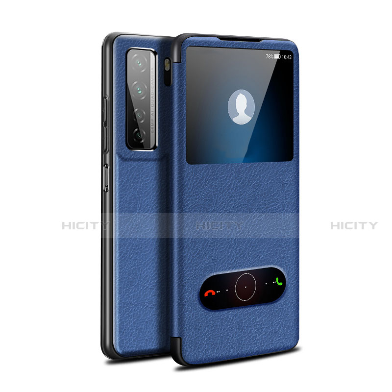 Coque Portefeuille Livre Cuir Etui Clapet T01 pour Huawei P40 Lite 5G Bleu Plus