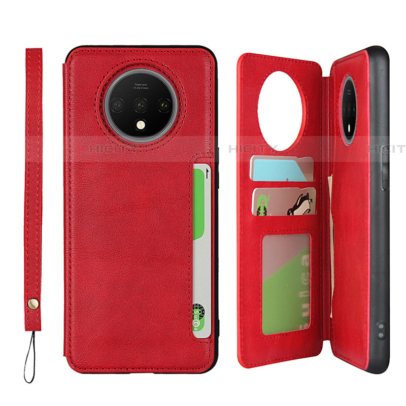 Coque Portefeuille Livre Cuir Etui Clapet T01 pour OnePlus 7T Rouge Plus