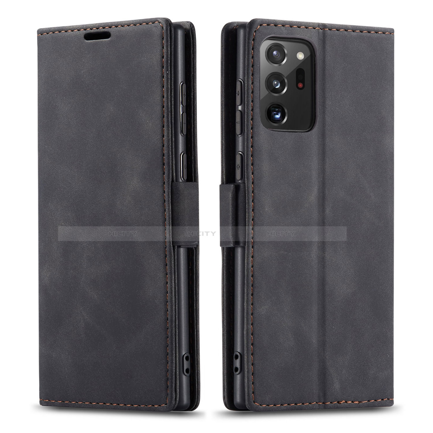 Coque Portefeuille Livre Cuir Etui Clapet T01 pour Samsung Galaxy Note 20 Ultra 5G Noir Plus