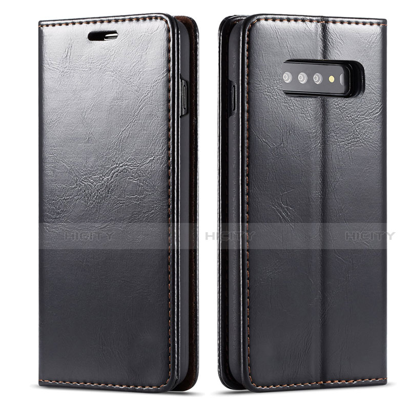 Coque Portefeuille Livre Cuir Etui Clapet T01 pour Samsung Galaxy S10 Noir Plus