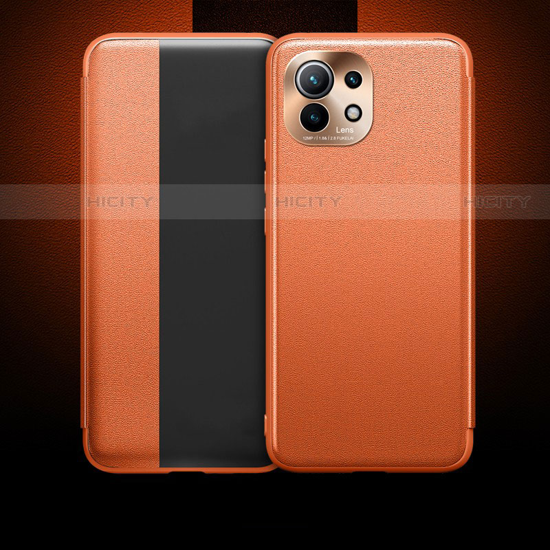 Coque Portefeuille Livre Cuir Etui Clapet T01 pour Xiaomi Mi 11 5G Orange Plus