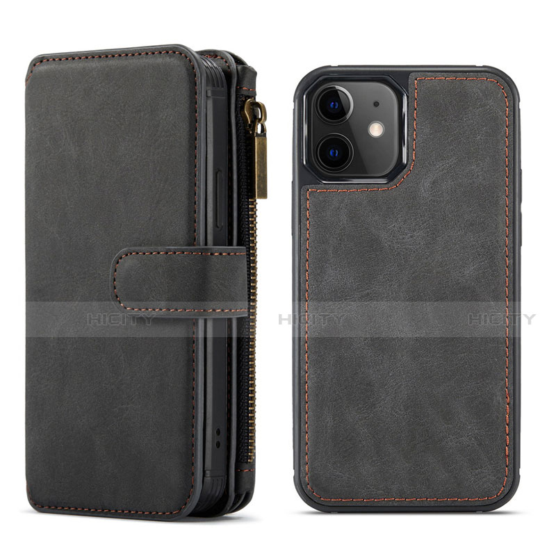 Coque Portefeuille Livre Cuir Etui Clapet T02 pour Apple iPhone 12 Noir Plus