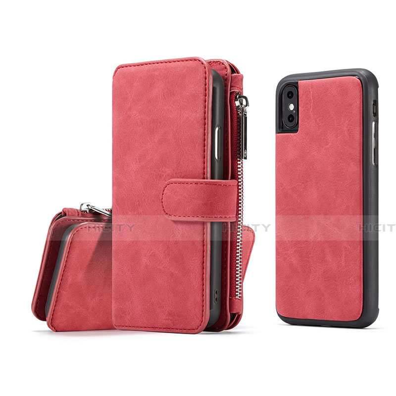 Coque Portefeuille Livre Cuir Etui Clapet T02 pour Apple iPhone X Rouge Plus