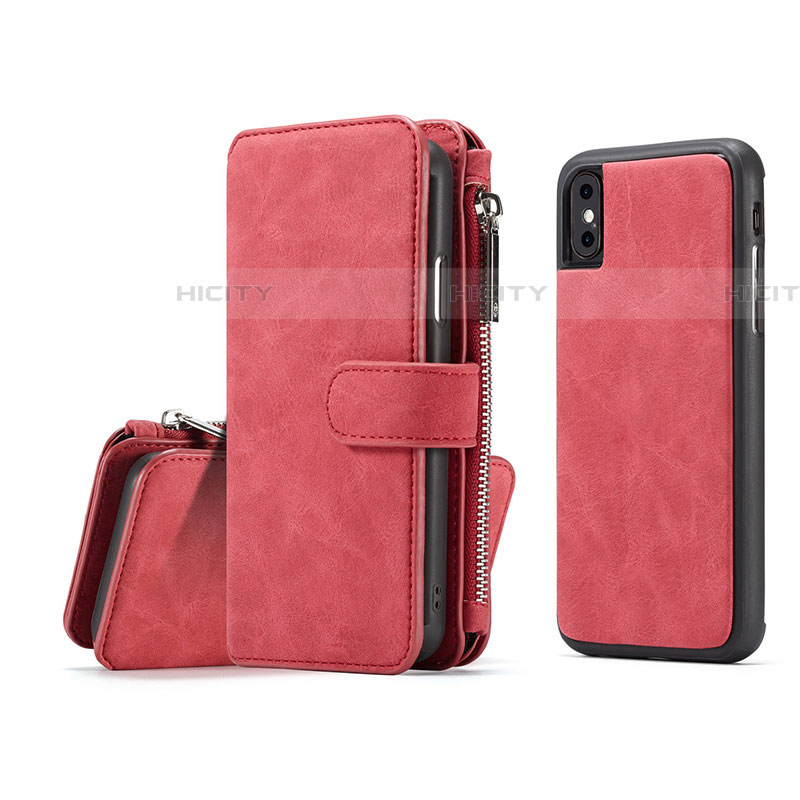 Coque Portefeuille Livre Cuir Etui Clapet T02 pour Apple iPhone Xs Rouge Plus